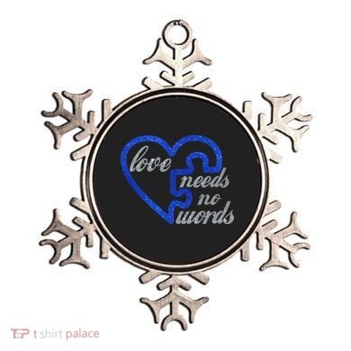 Love Needs No Words Autism Awareness Heart Puzzle Ornament