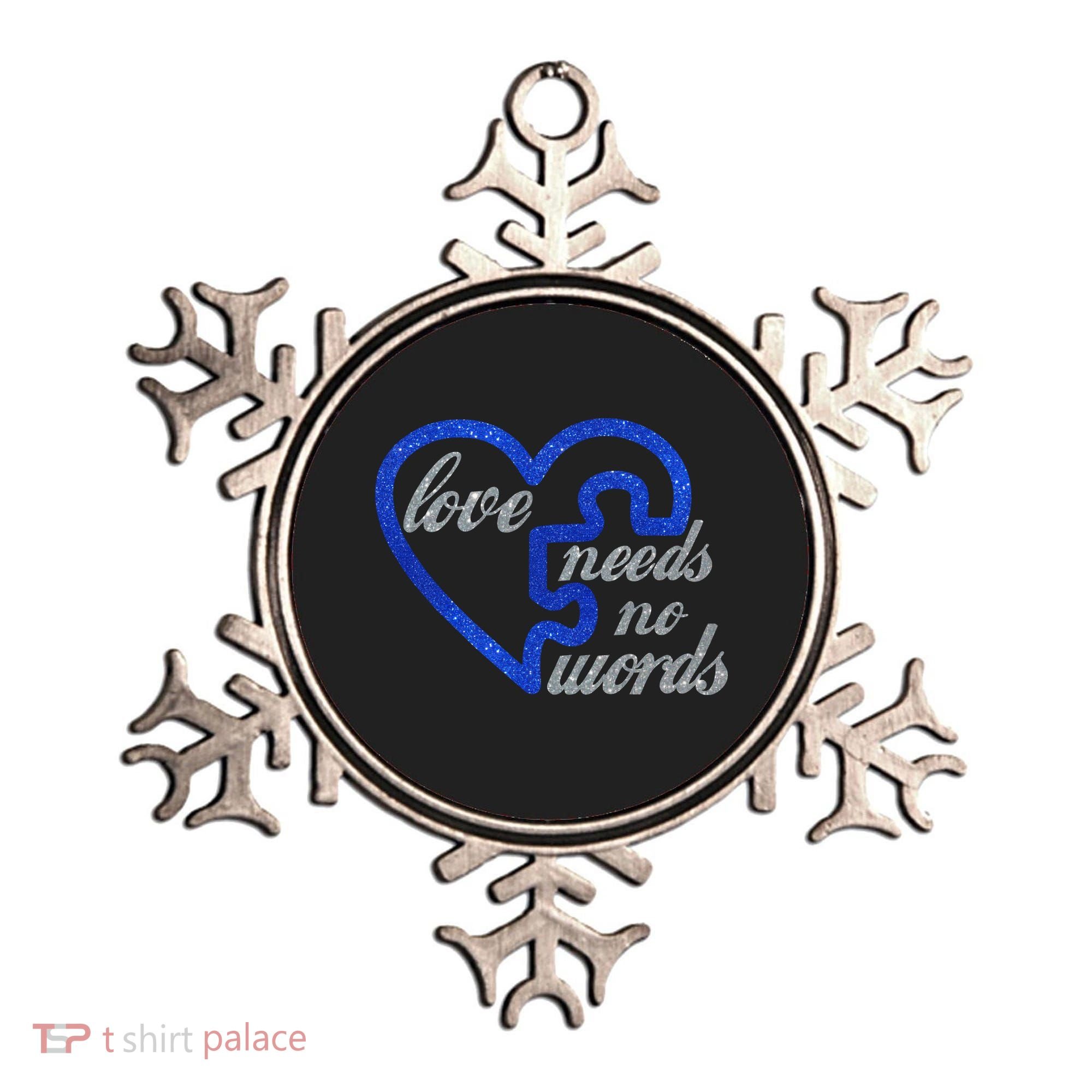 Love Needs No Words Autism Awareness Heart Puzzle Ornament