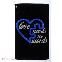 Love Needs No Words Autism Awareness Heart Puzzle Golf Towel thumb 0