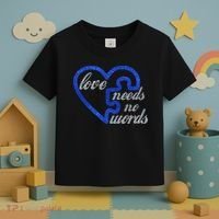 Love Needs No Words Autism Awareness Heart Puzzle Toddler T-Shirt thumb 3