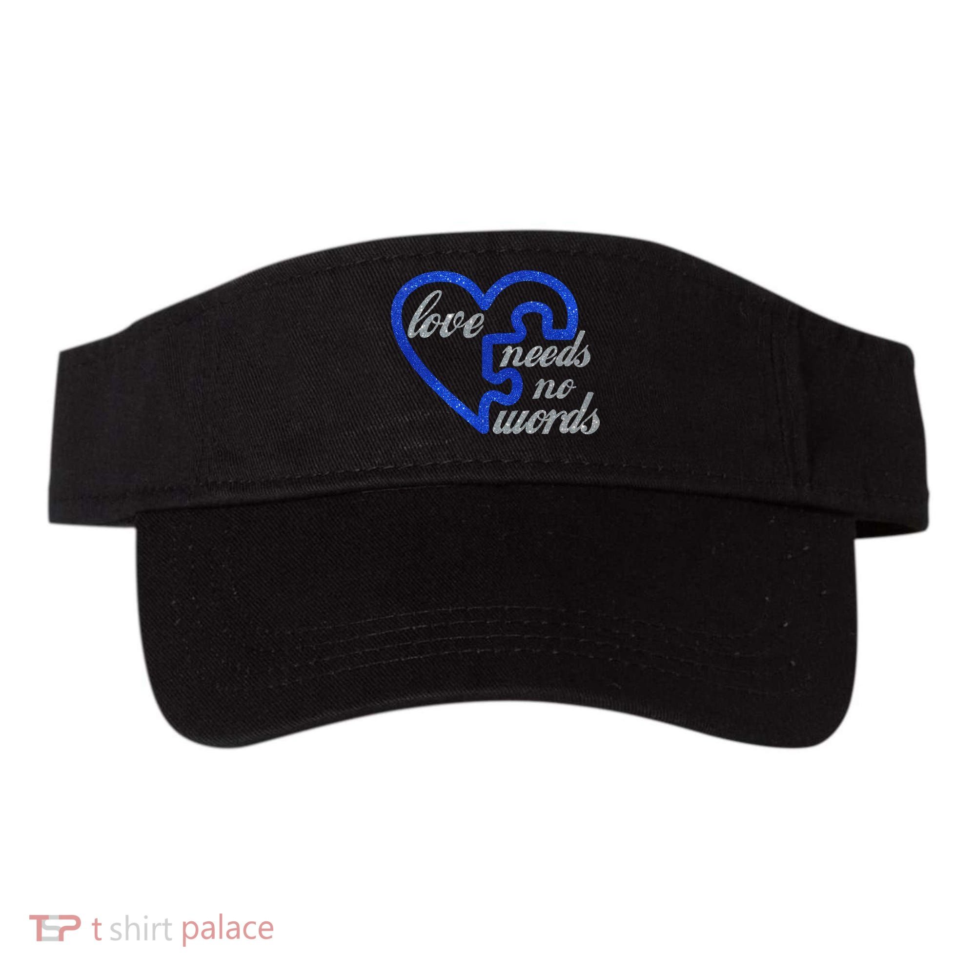 Love Needs No Words Autism Awareness Heart Puzzle Visor
