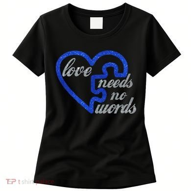 Love Needs No Words Autism Awareness Heart Puzzle Women's T-Shirt