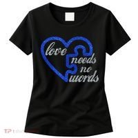 Love Needs No Words Autism Awareness Heart Puzzle Women's T-Shirt thumb 0