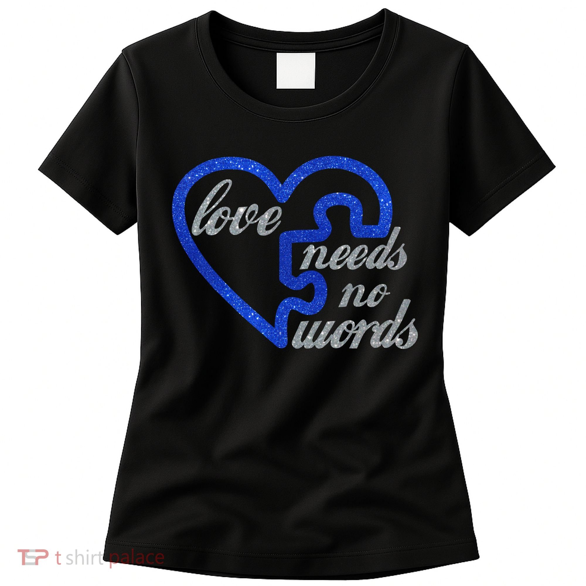 Love Needs No Words Autism Awareness Heart Puzzle Women's T-Shirt