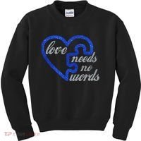 Love Needs No Words Autism Awareness Heart Puzzle Kids Sweatshirt thumb 0