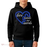 Love Needs No Words Autism Awareness Heart Puzzle Kids Hoodie thumb 4
