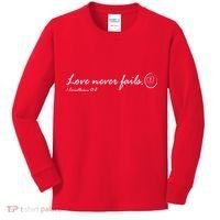 Love Never Fails Kids Long Sleeve Shirt thumb 0
