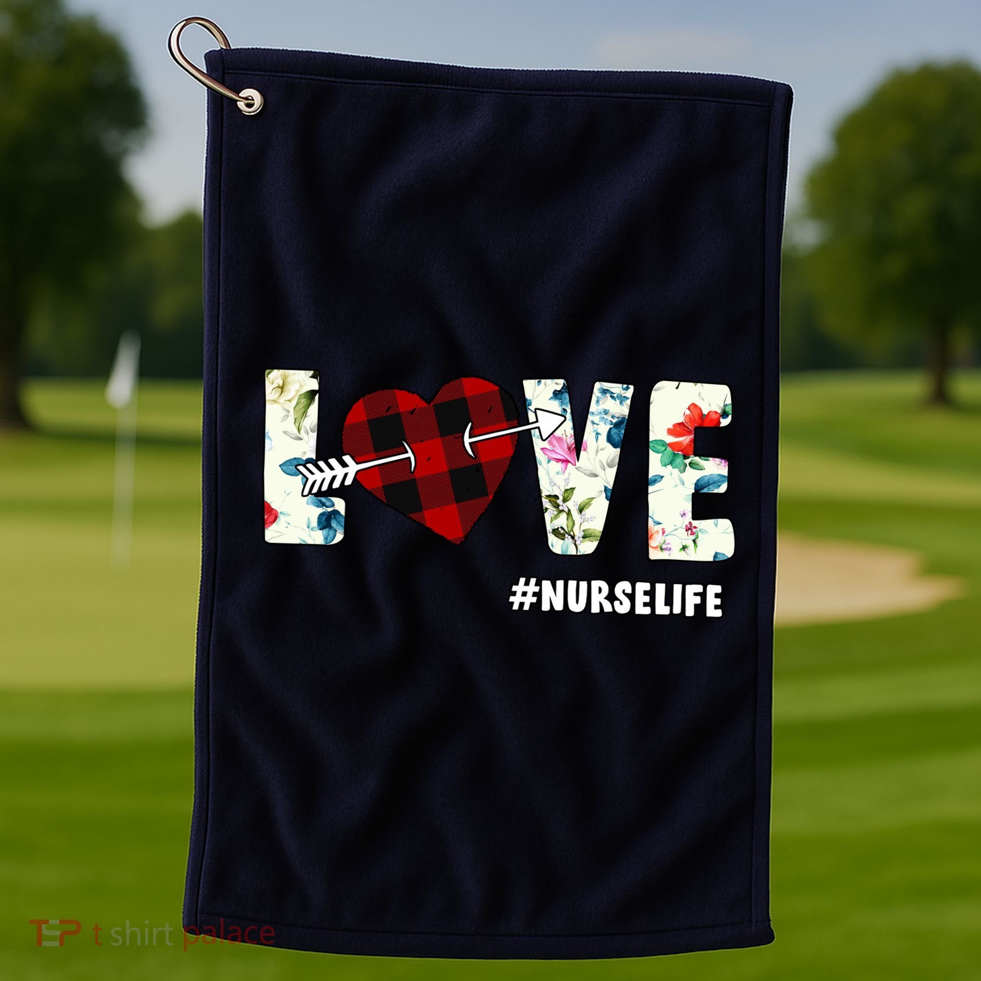 Love NurseLife Arrow Heart Golf Towel
