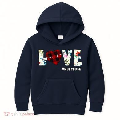 Love NurseLife Arrow Heart Kids Hoodie