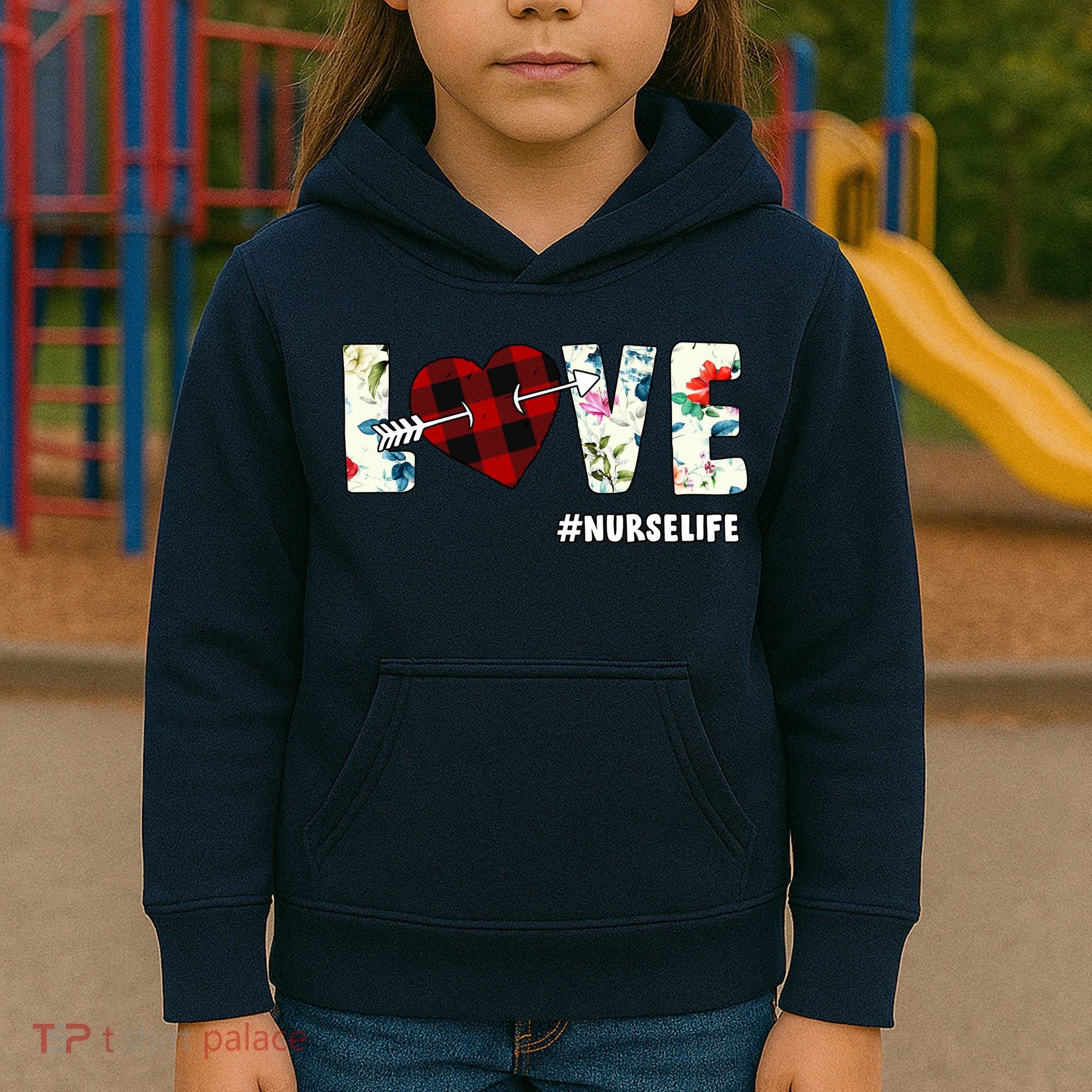 Love NurseLife Arrow Heart Kids Hoodie