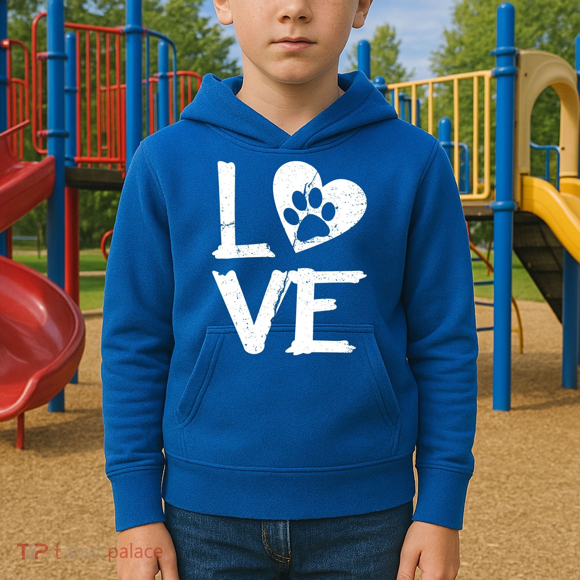 Love Paw In Heart Kids Hoodie