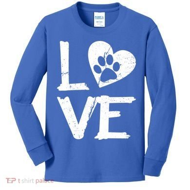 Love Paw In Heart Kids Long Sleeve Shirt