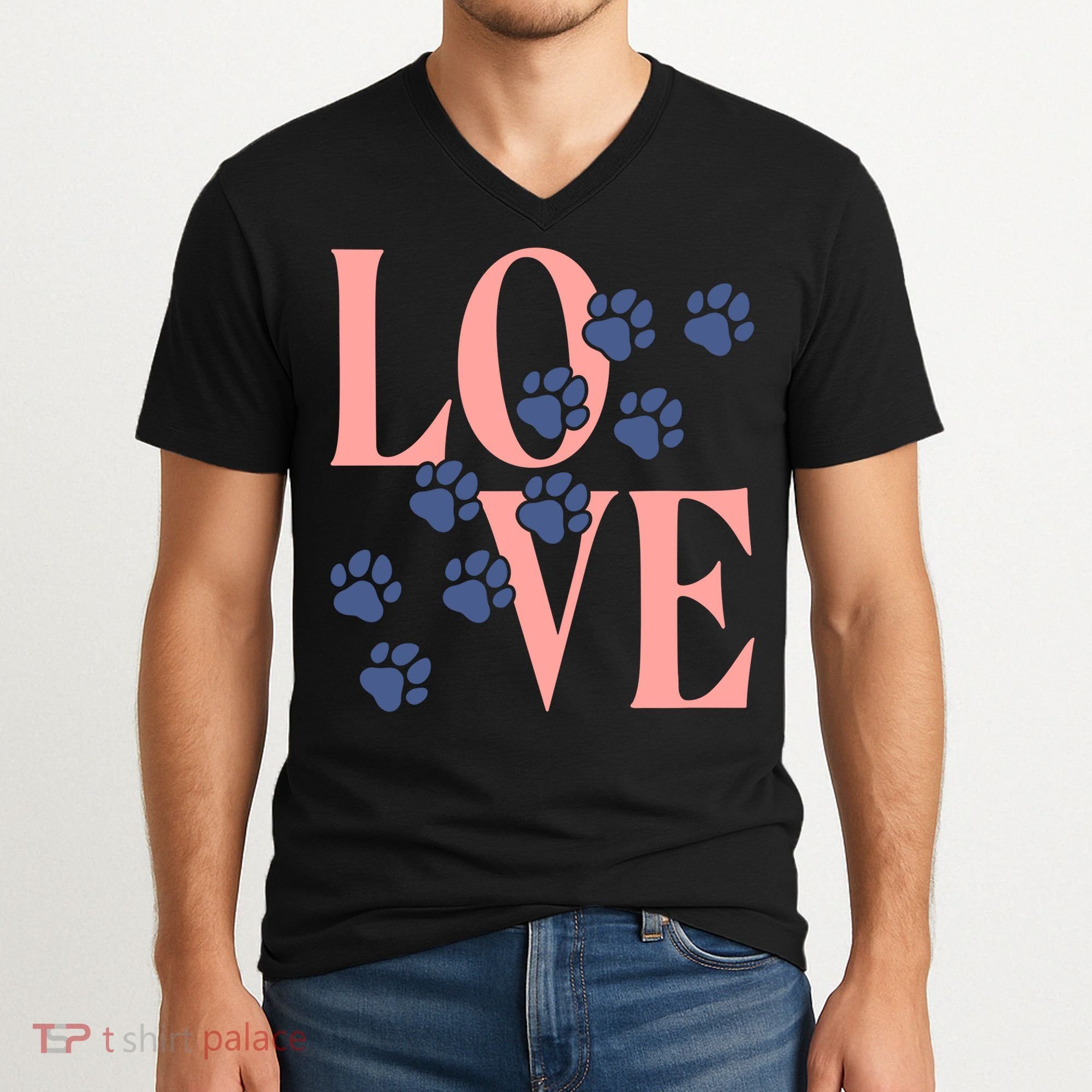 Love Paw Print V-Neck T-Shirt