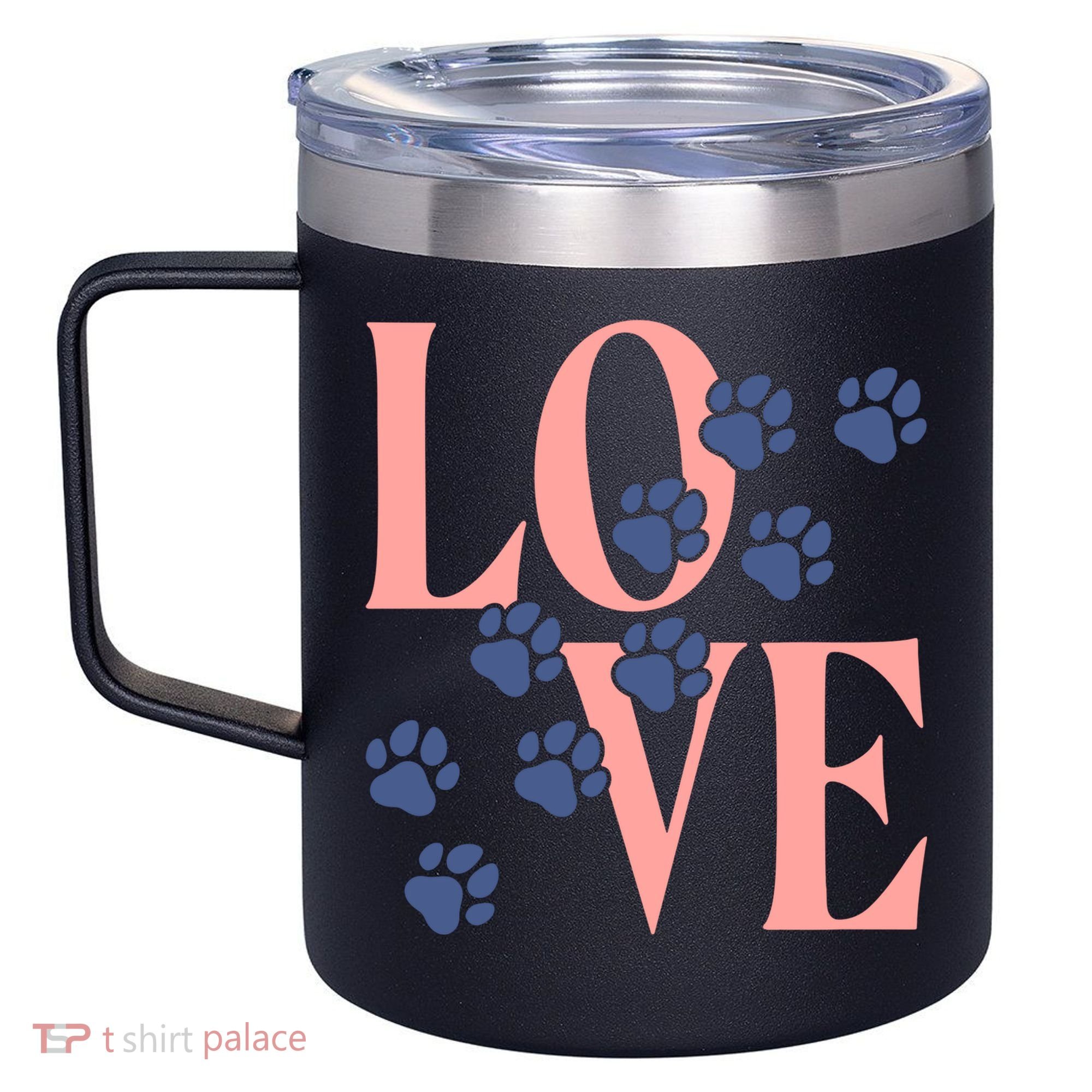 Love Paw Print 12oz Stainless Steel Coffee Mug