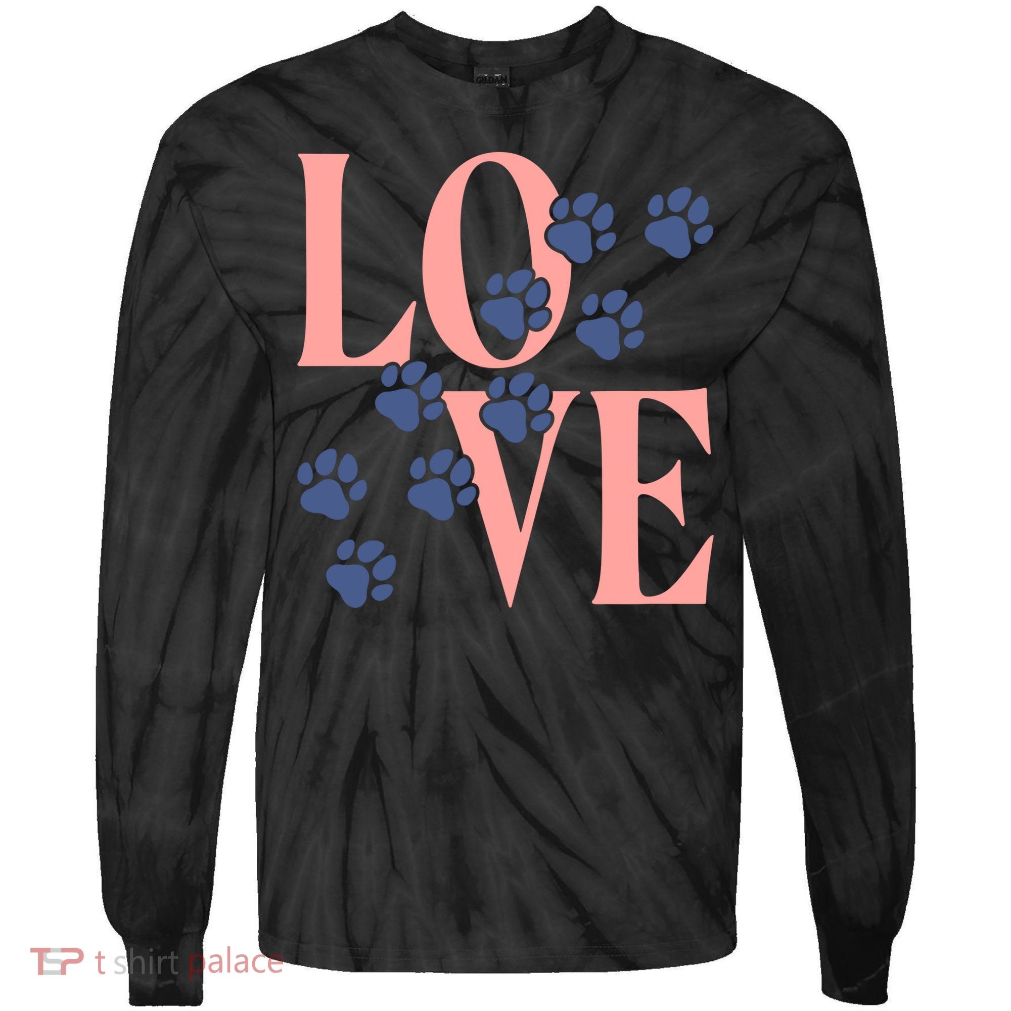 Love Paw Print Tie-Dye Long Sleeve Shirt