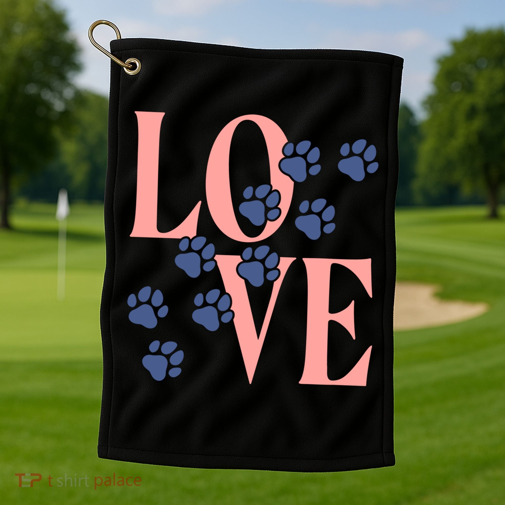 Love Paw Print Golf Towel