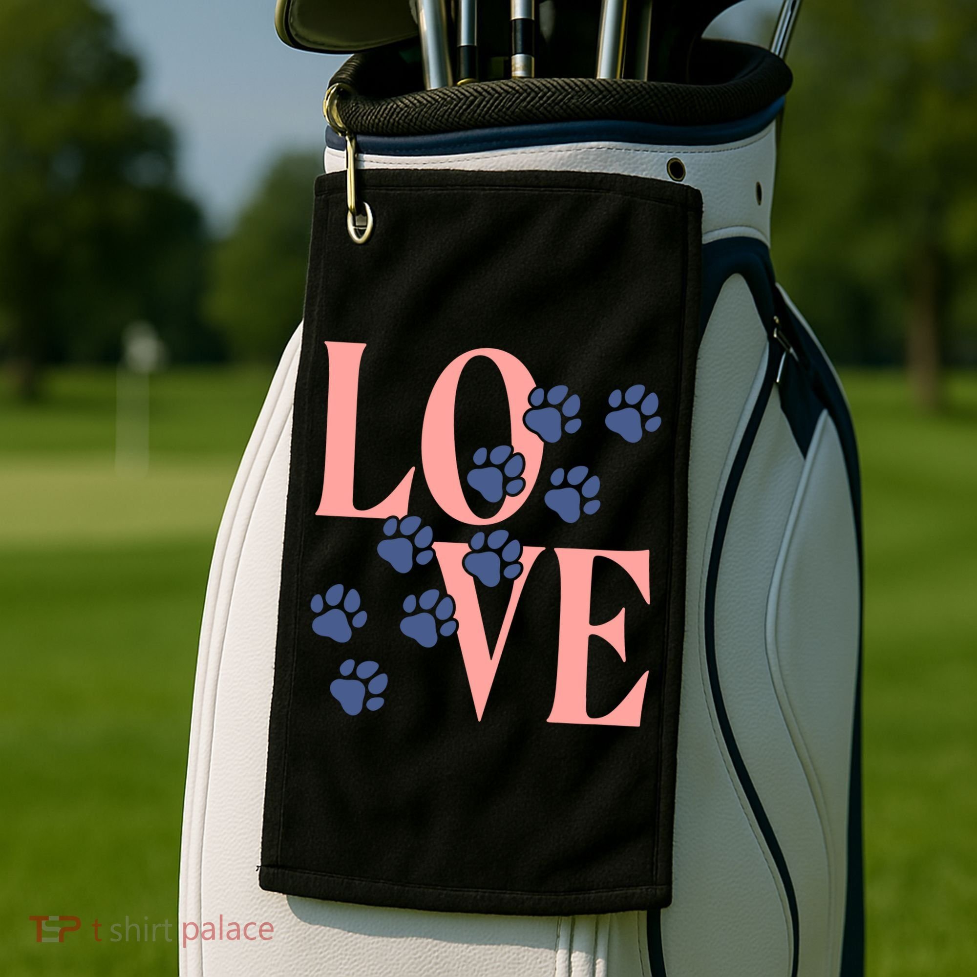 Love Paw Print Golf Towel