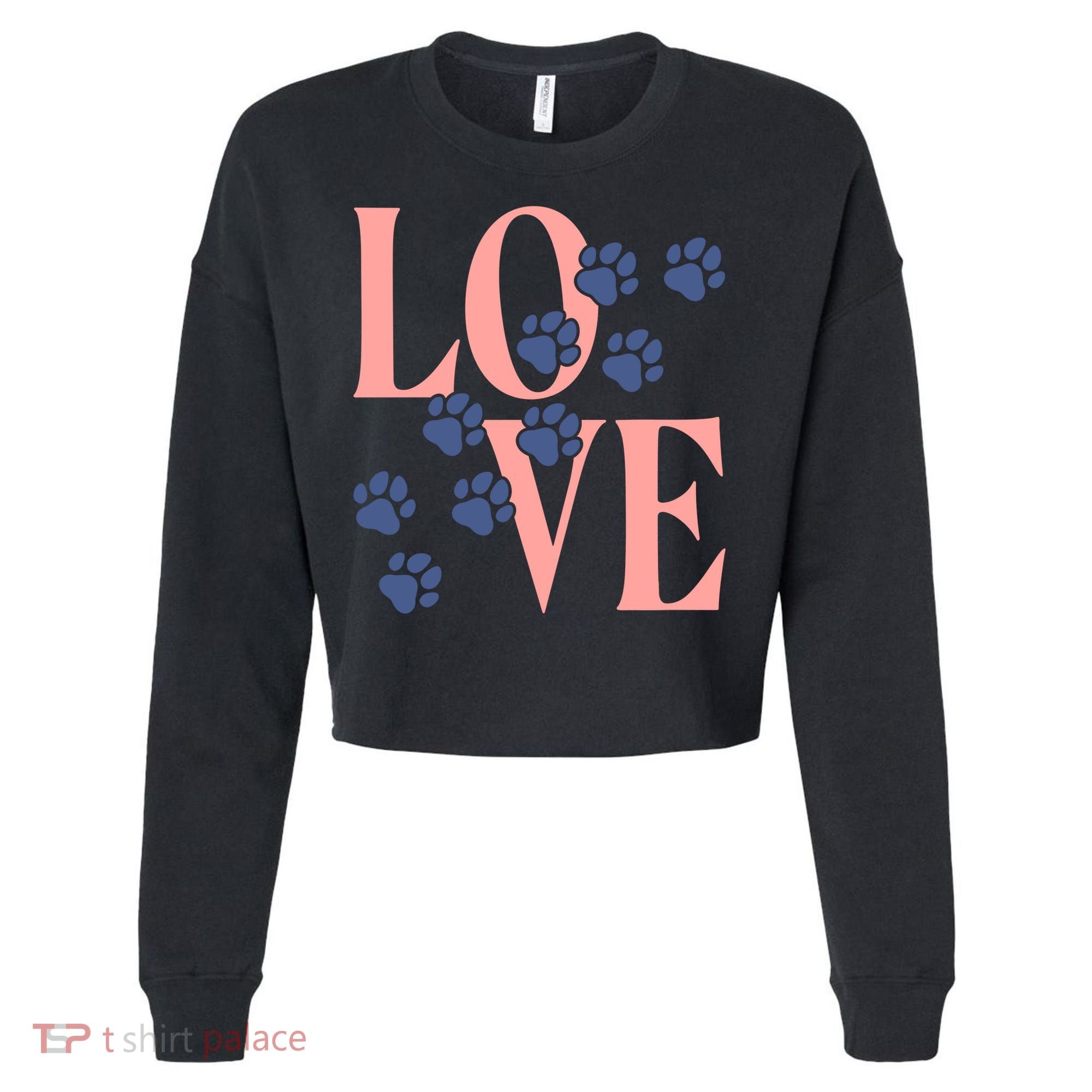 Love Paw Print Cropped Pullover Crew
