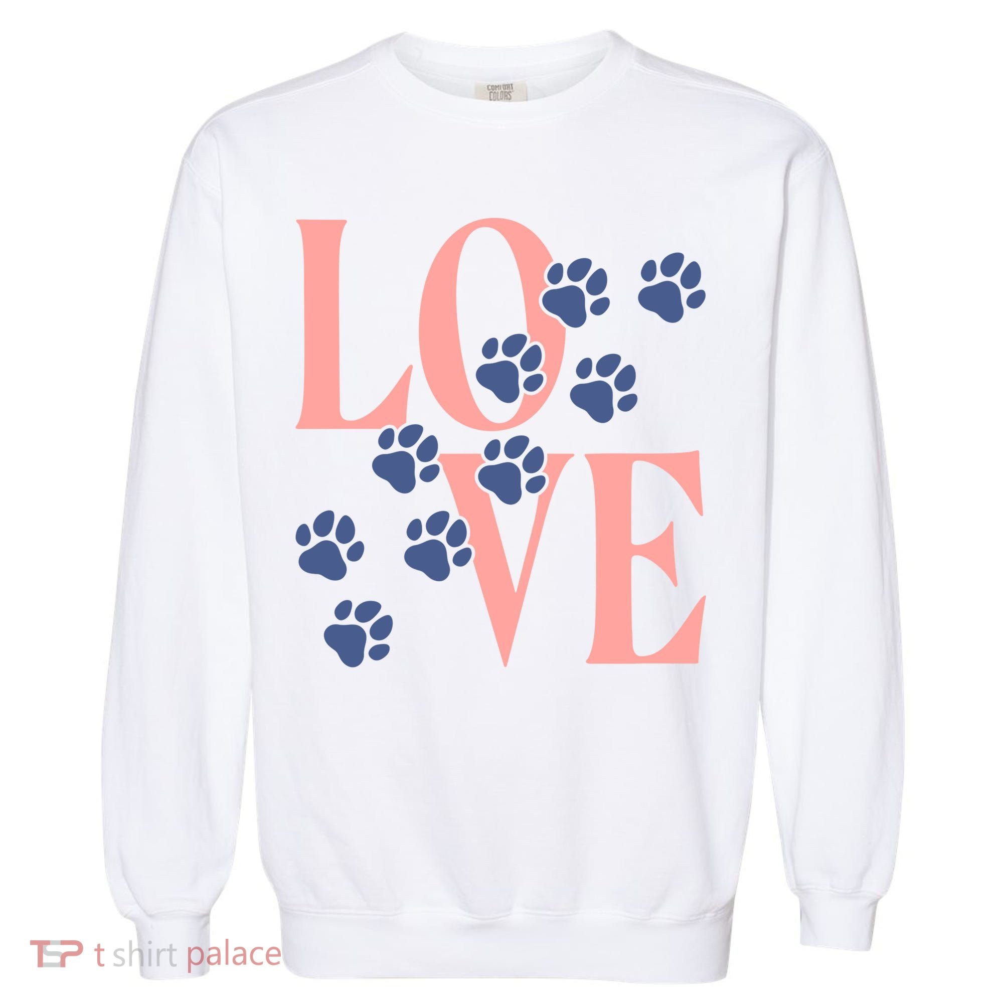 Love Paw Print Garment-Dyed Sweatshirt