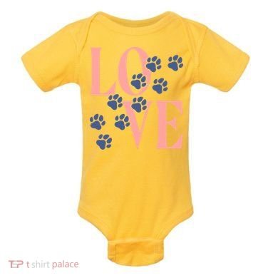 Love Paw Print Baby Bodysuit