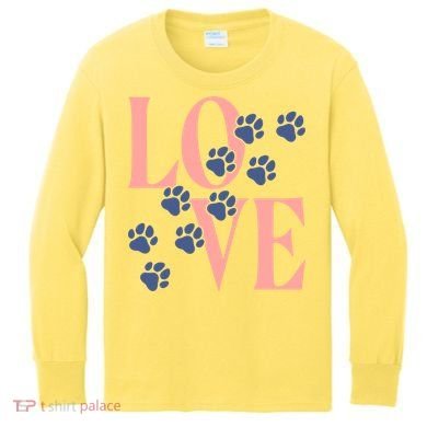 Love Paw Print Kids Long Sleeve Shirt