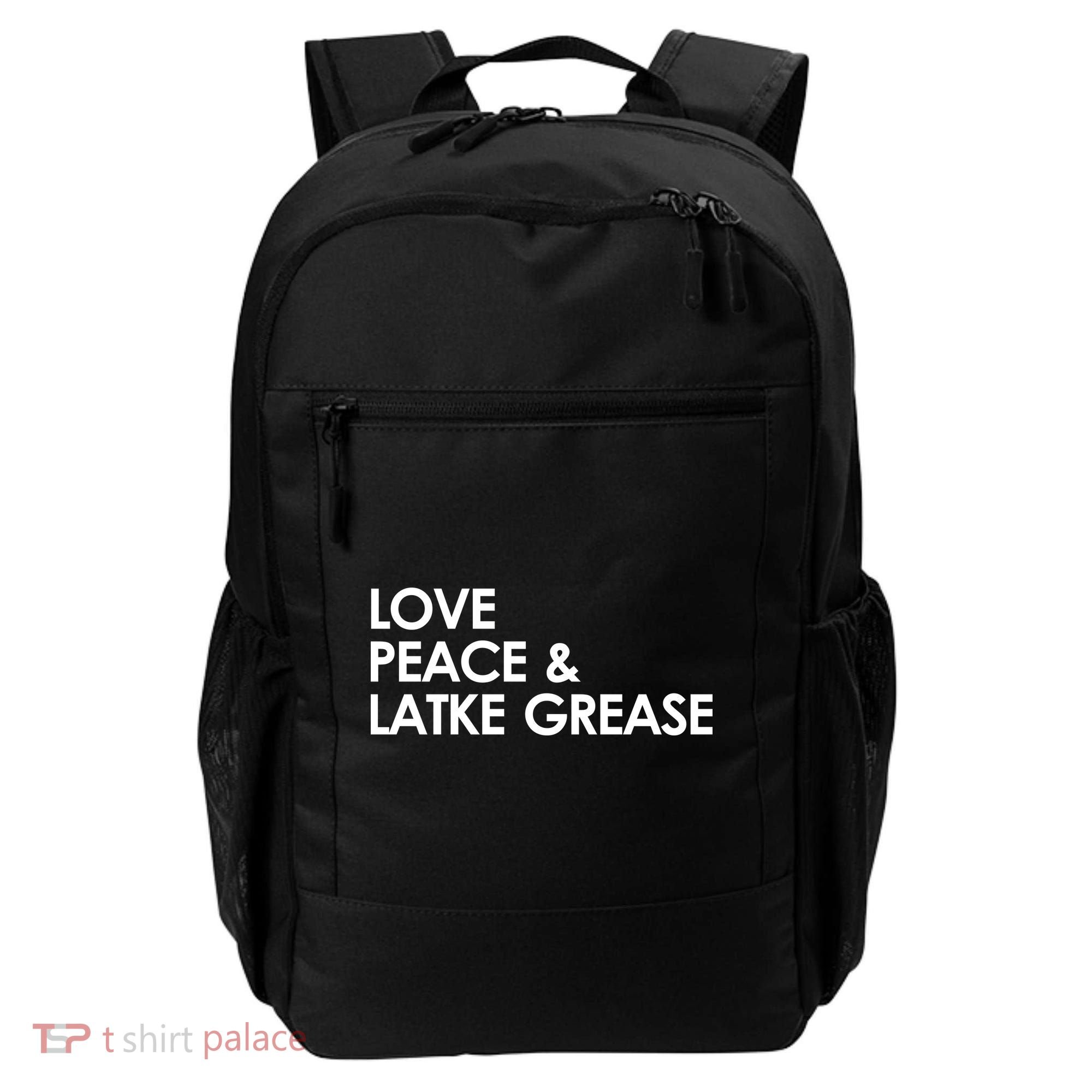 Love Peace & Latke Grease Funny Hanukkah Backpack