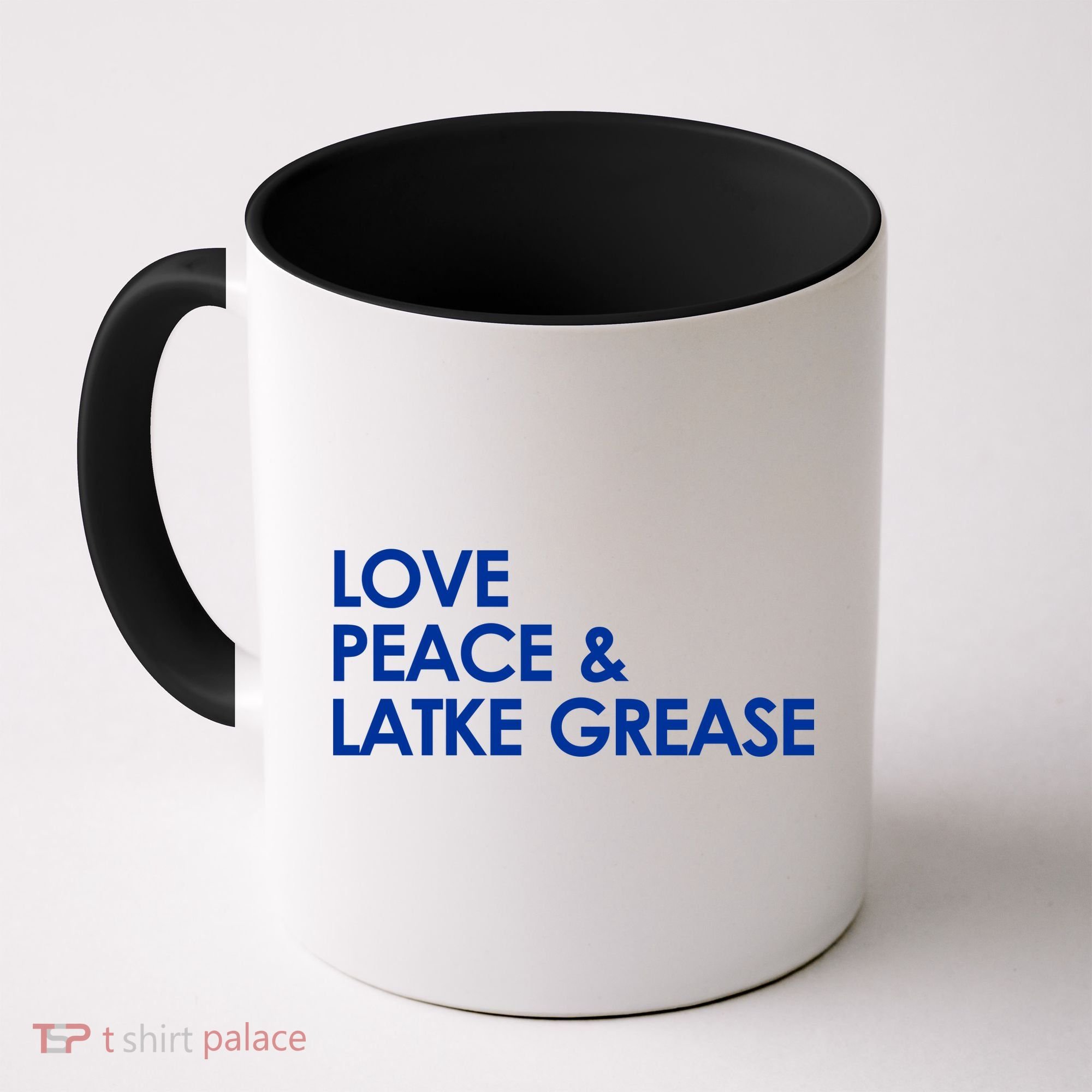 Love Peace & Latke Grease Funny Hanukkah Coffee Mug