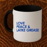 Love Peace & Latke Grease Funny Hanukkah Coffee Mug thumb 2
