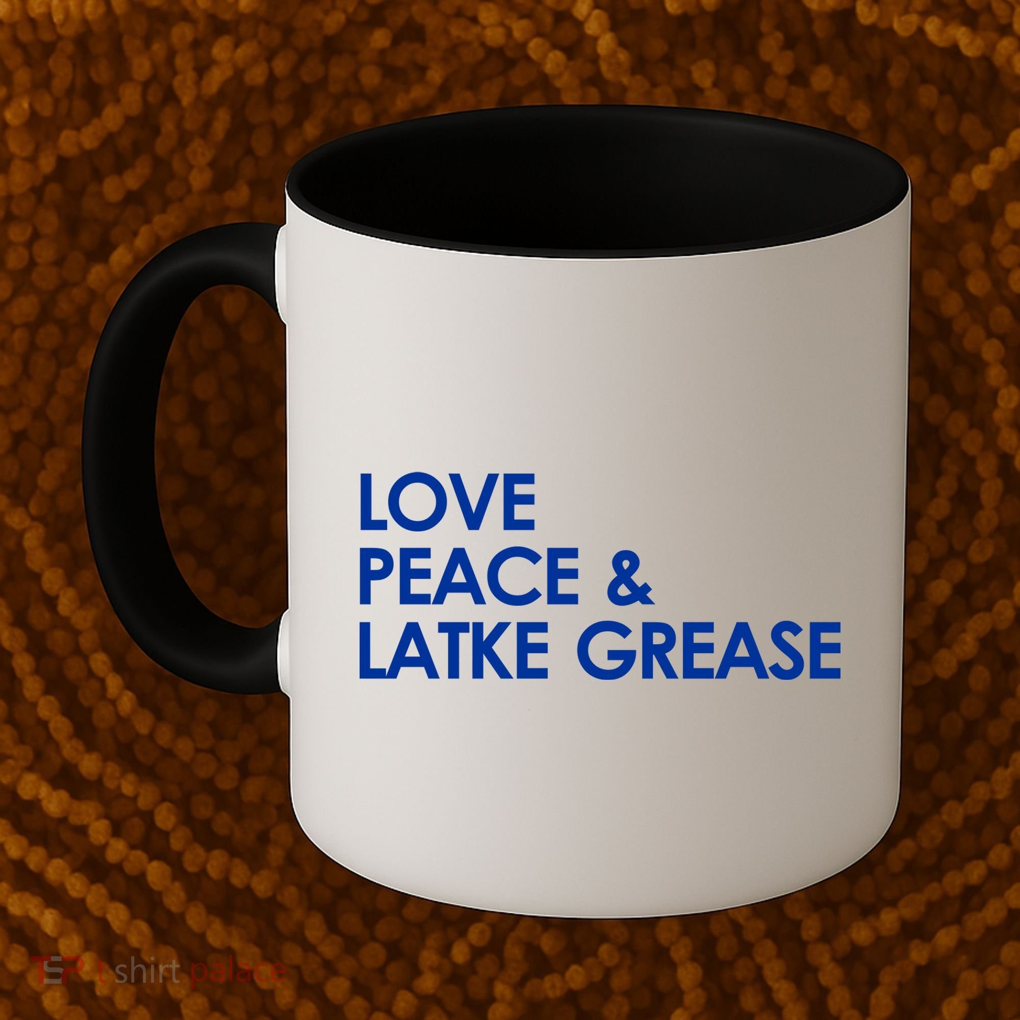 Love Peace & Latke Grease Funny Hanukkah Coffee Mug