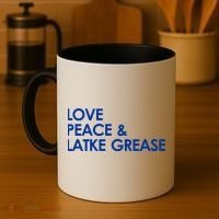 Love Peace & Latke Grease Funny Hanukkah Coffee Mug thumb 4