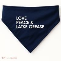 Love Peace & Latke Grease Funny Hanukkah USA-Made Doggie Bandana thumb 0