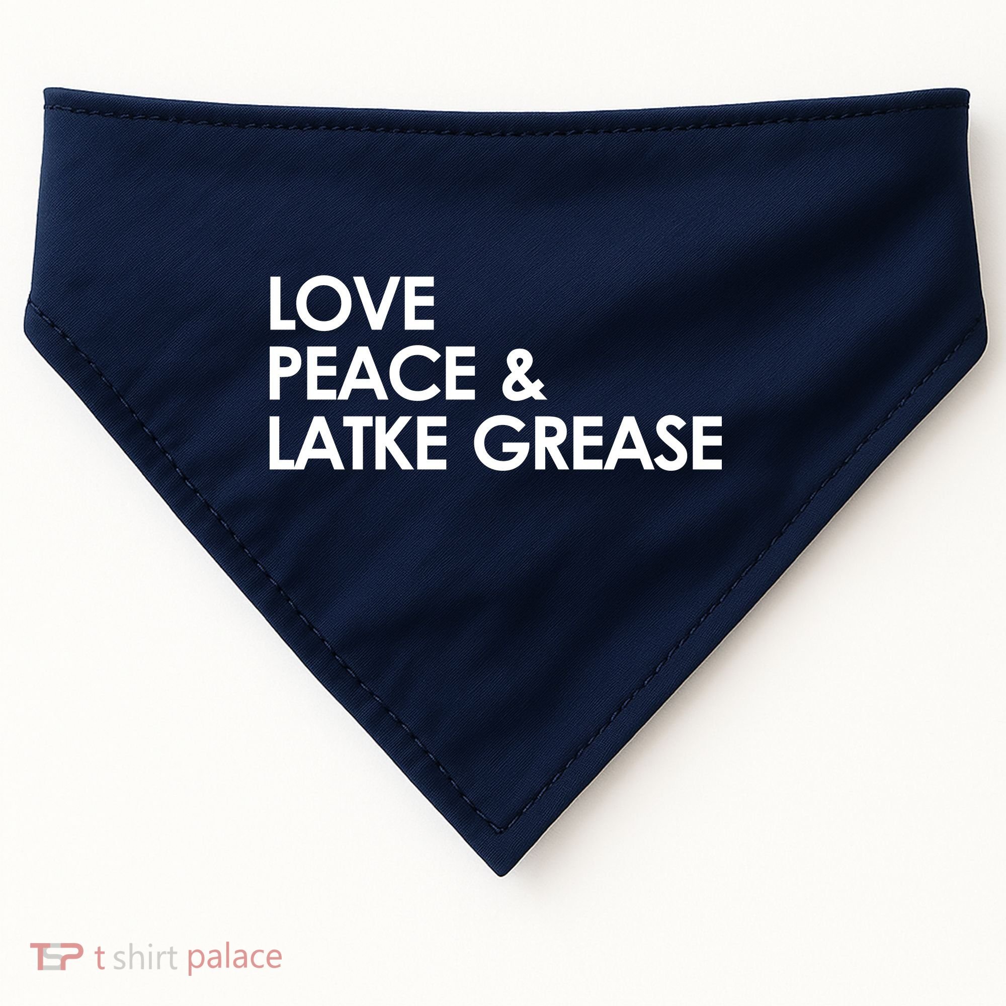 Love Peace & Latke Grease Funny Hanukkah USA-Made Doggie Bandana
