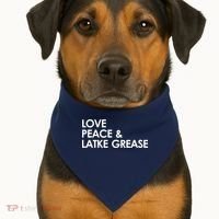 Love Peace & Latke Grease Funny Hanukkah USA-Made Doggie Bandana thumb 1