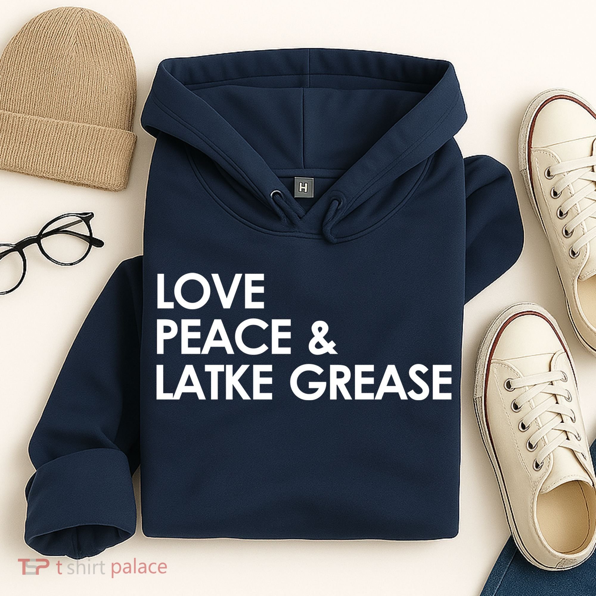 Love Peace & Latke Grease Funny Hanukkah Hoodie