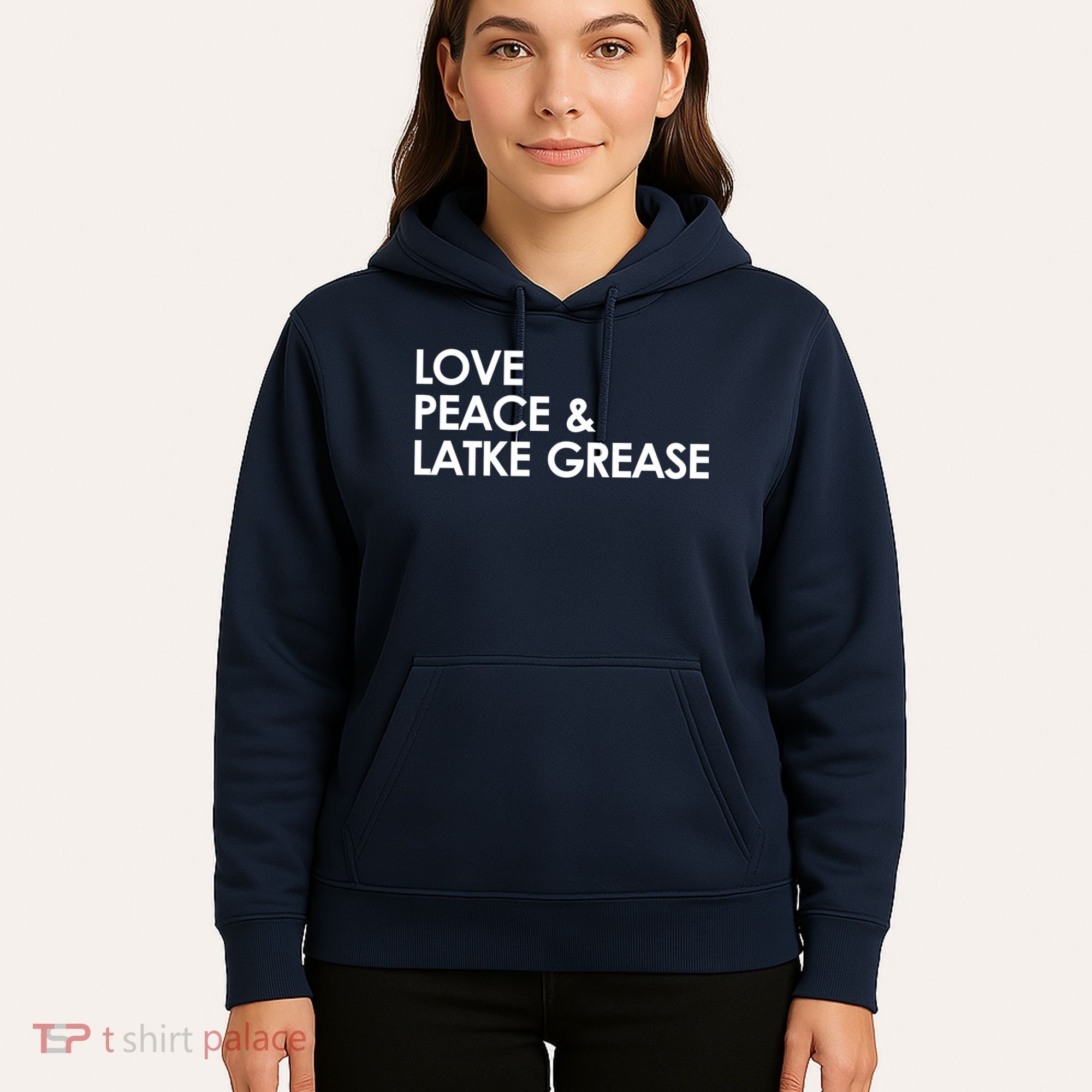 Love Peace & Latke Grease Funny Hanukkah Hoodie