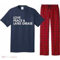 Love Peace & Latke Grease Funny Hanukkah Pajama Set thumb 0