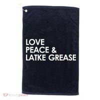 Love Peace & Latke Grease Funny Hanukkah Golf Towel thumb 0