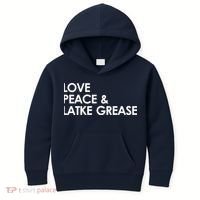 Love Peace & Latke Grease Funny Hanukkah Kids Hoodie thumb 0