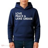 Love Peace & Latke Grease Funny Hanukkah Kids Hoodie thumb 4