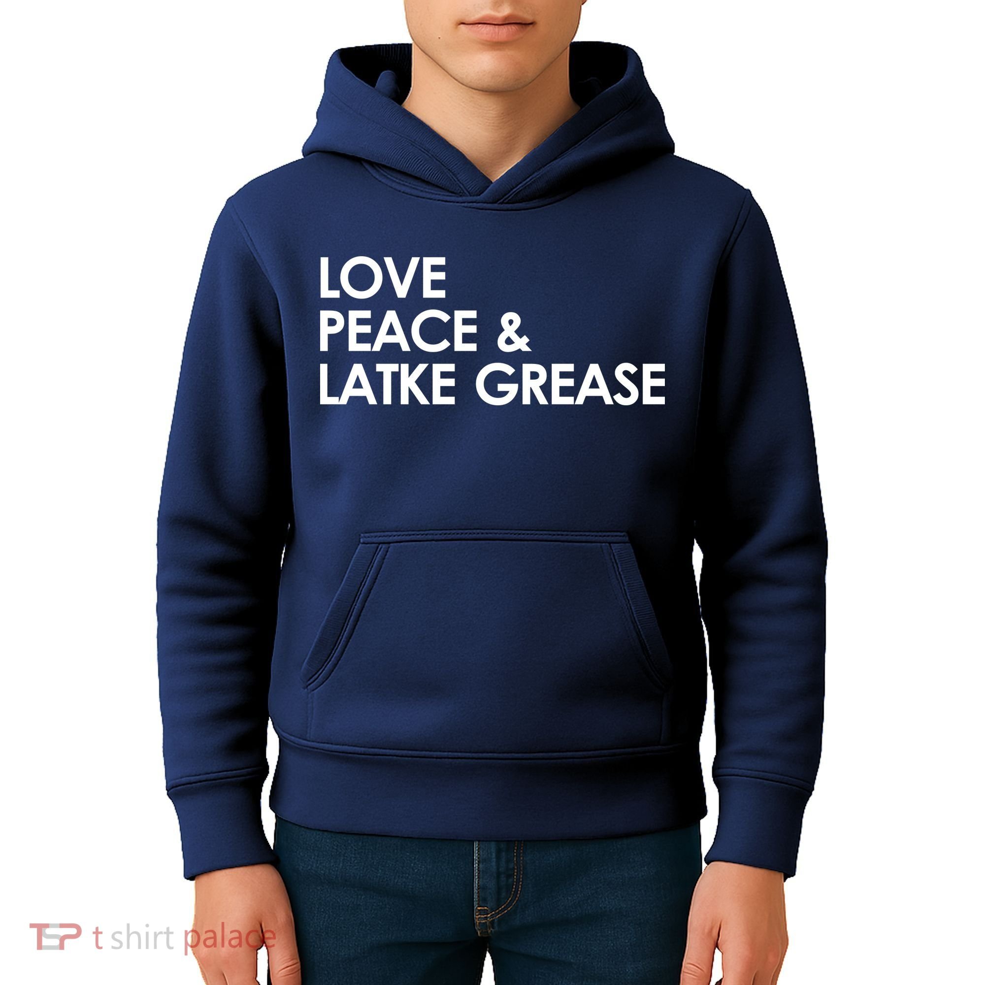 Love Peace & Latke Grease Funny Hanukkah Kids Hoodie