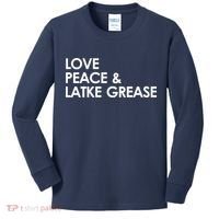 Love Peace & Latke Grease Funny Hanukkah Kids Long Sleeve Shirt thumb 0