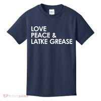 Love Peace & Latke Grease Funny Hanukkah Kids T-Shirt thumb 0