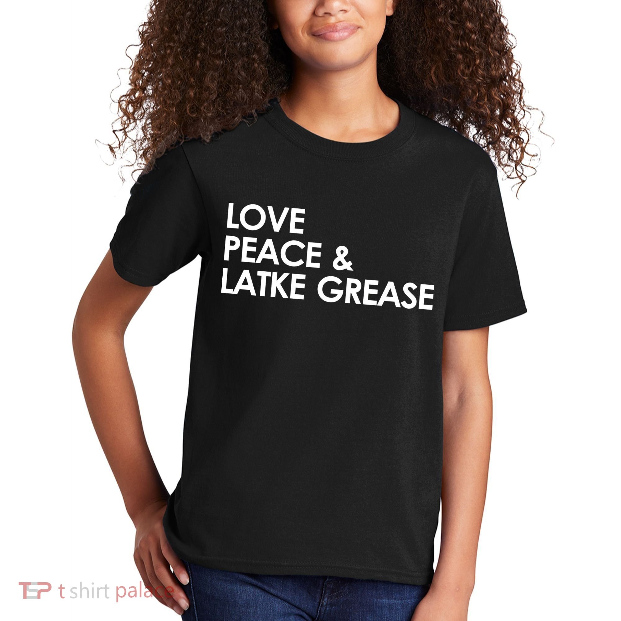 Love Peace & Latke Grease Funny Hanukkah Kids T-Shirt