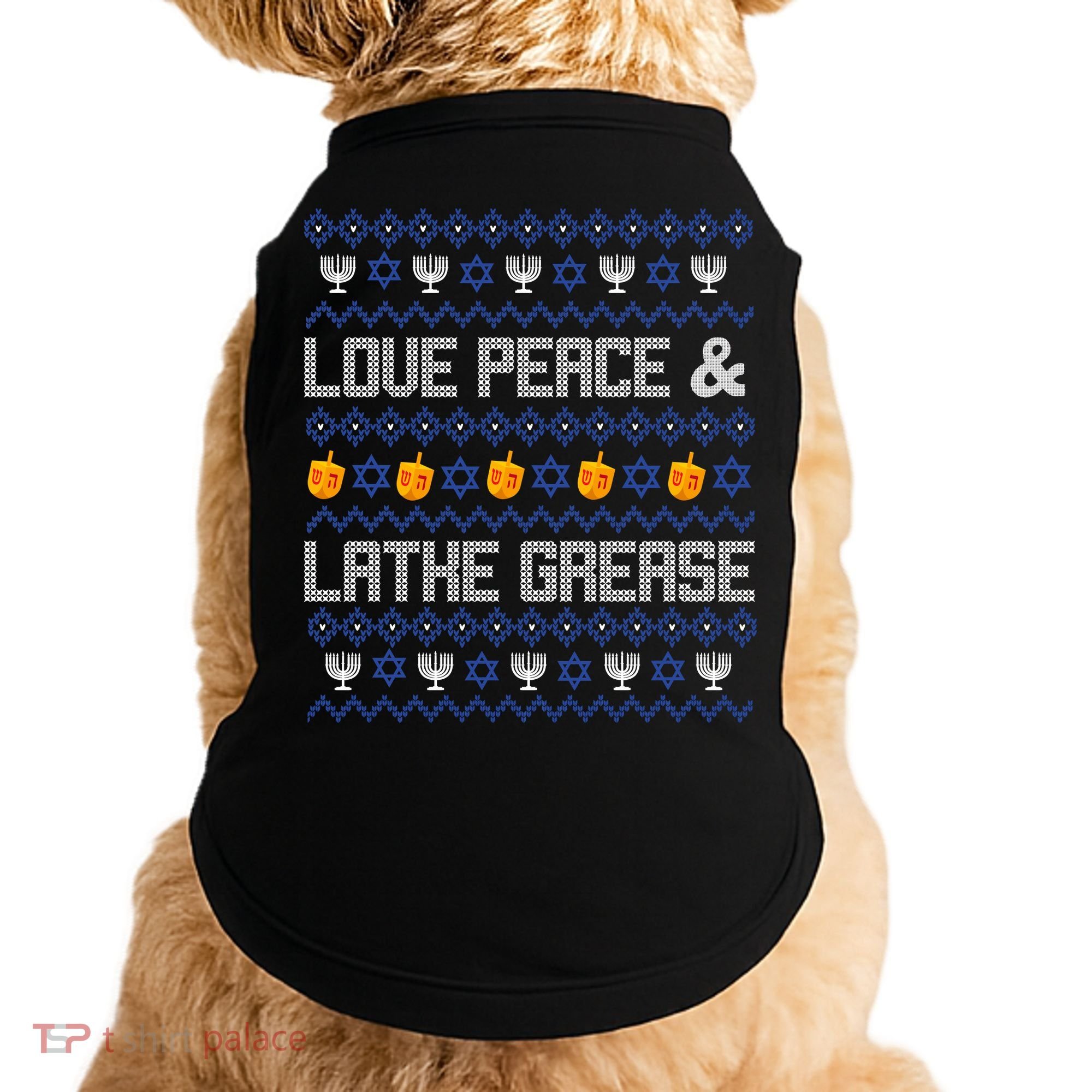 Love Peace & Latke Grease Hanukkah Ugly Doggie Tank