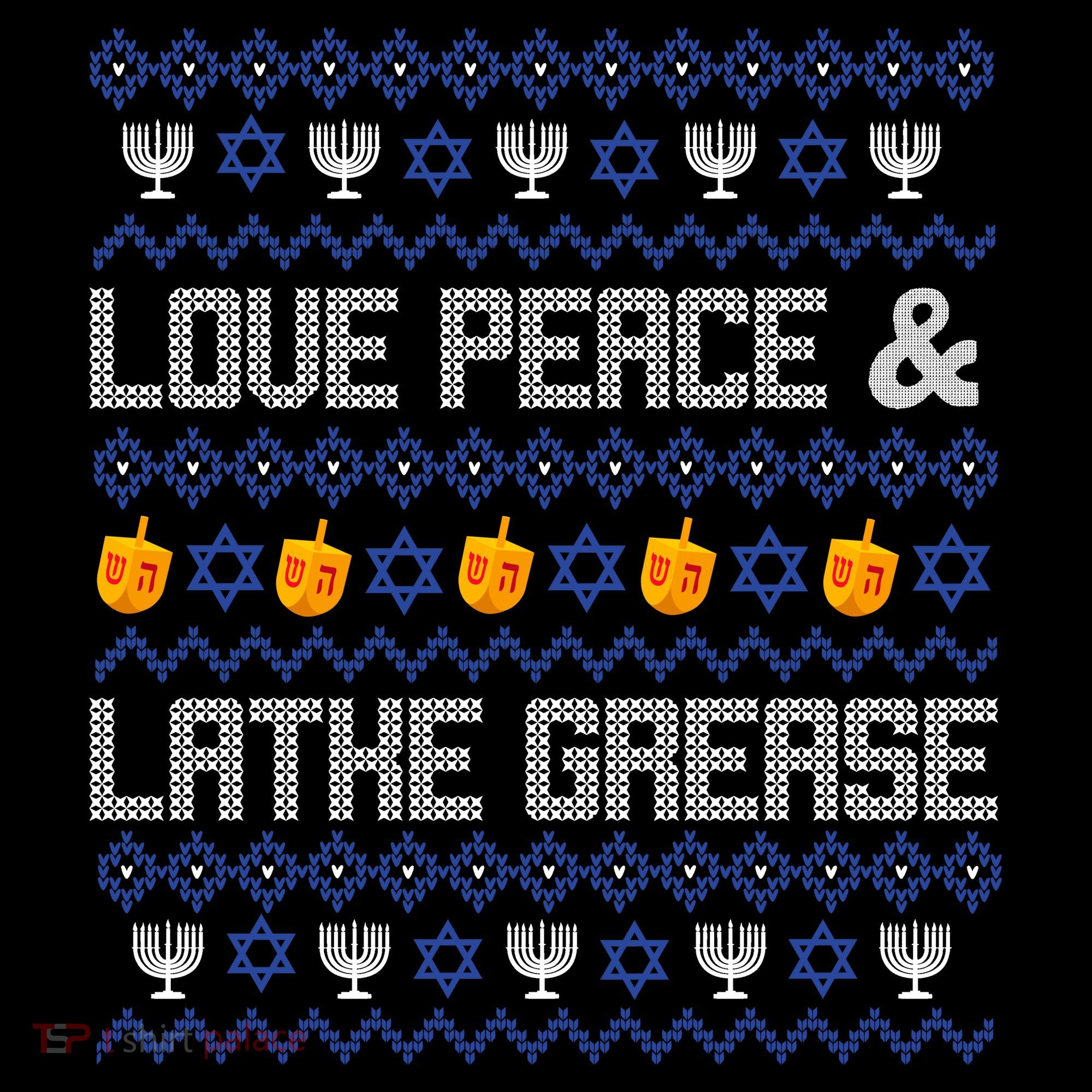 Love Peace & Latke Grease Hanukkah Ugly Long Sleeve Shirt