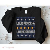 Love Peace & Latke Grease Hanukkah Ugly Sweatshirt thumb 2