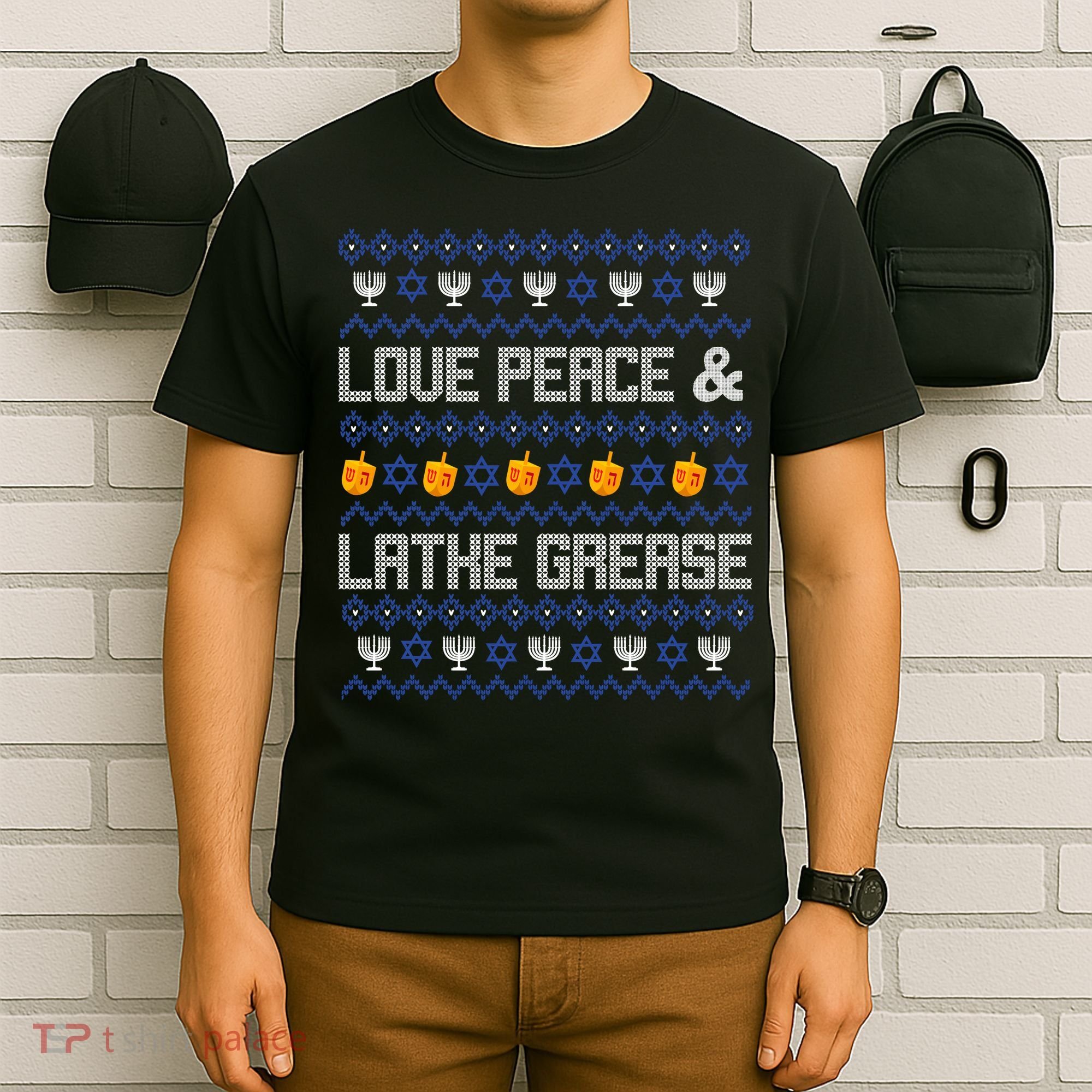 Love Peace & Latke Grease Hanukkah Ugly T-Shirt