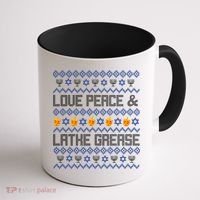 Love Peace & Latke Grease Hanukkah Ugly Coffee Mug thumb 1