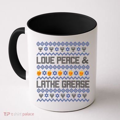 Love Peace & Latke Grease Hanukkah Ugly Coffee Mug