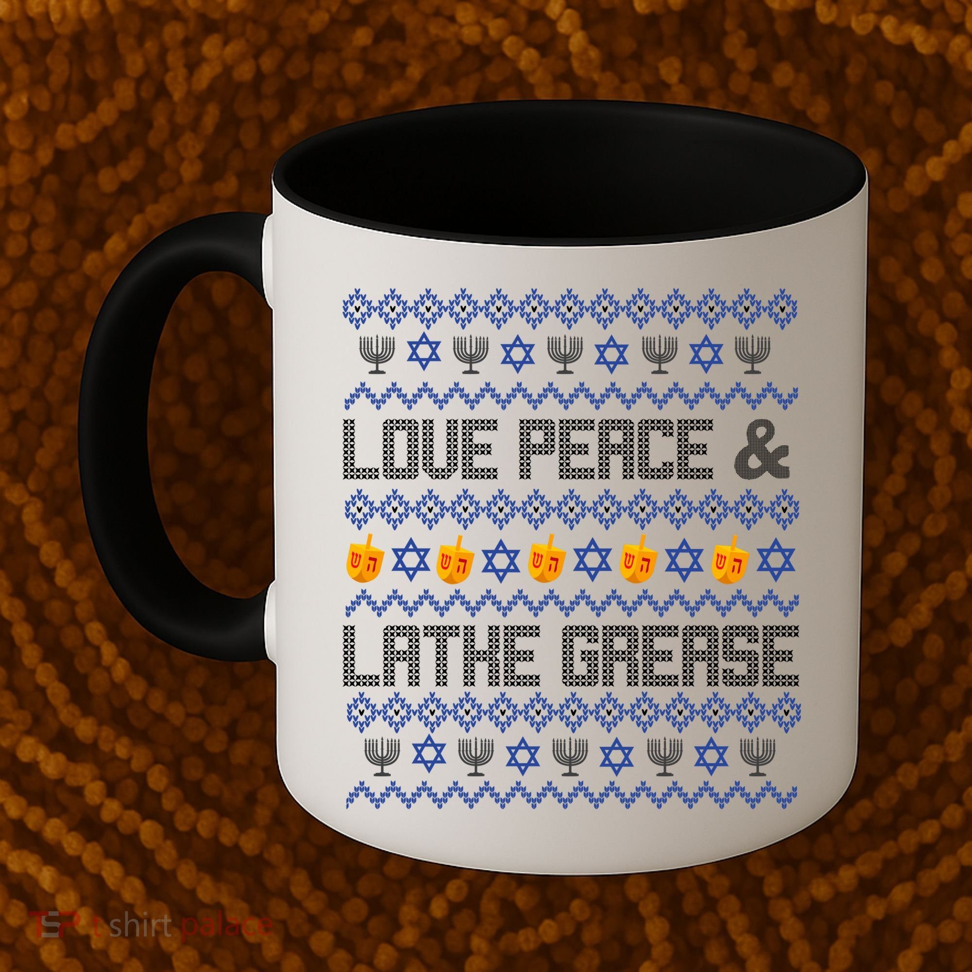 Love Peace & Latke Grease Hanukkah Ugly Coffee Mug